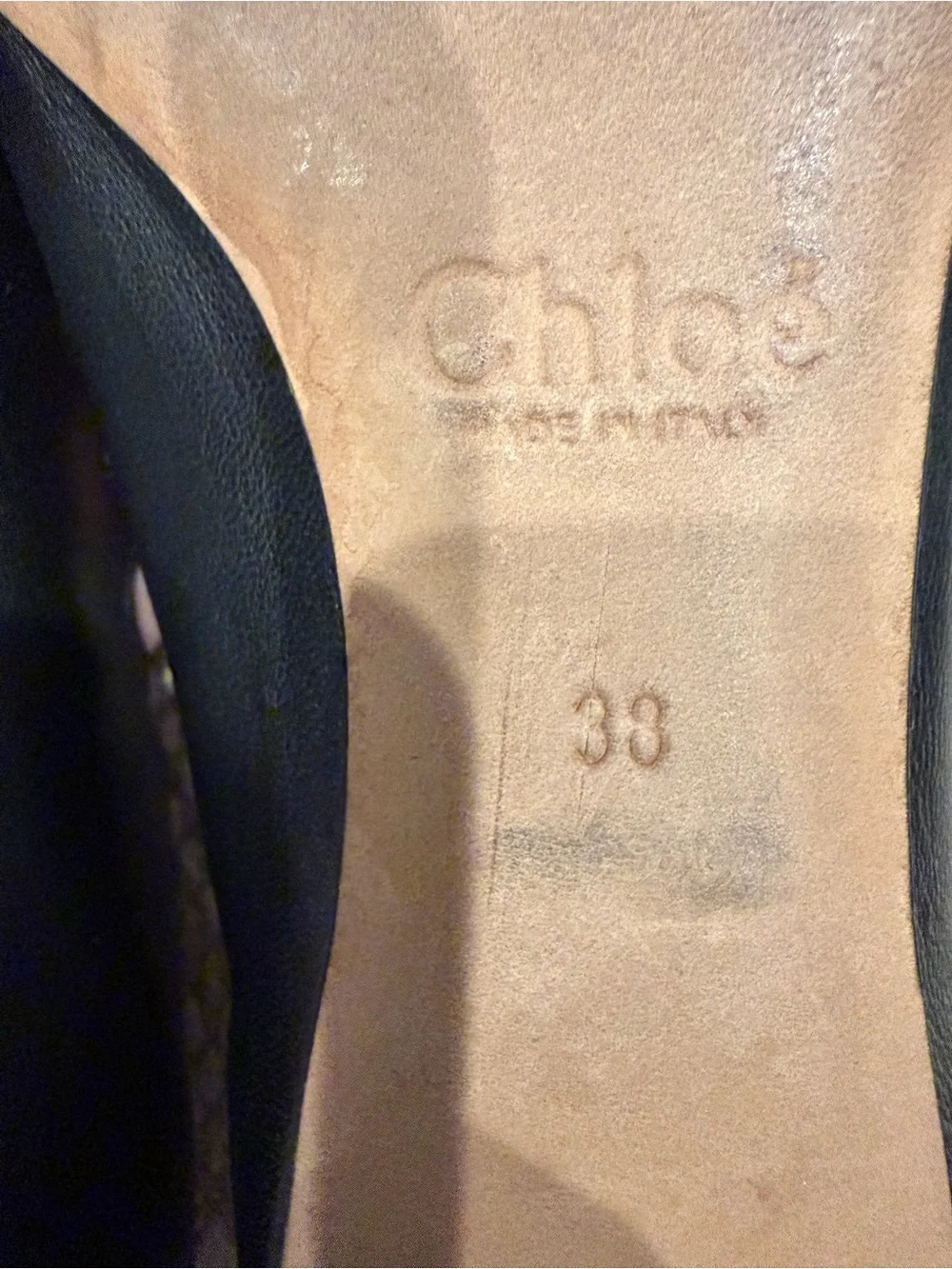 Chloé Black Scalloped Leather Ballet Flats